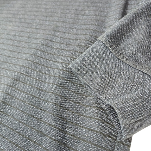 Van Heusen Men's Navy Sweater With Black Stripes 1/4 Zip Large Mock Neck - Picture 9 of 13